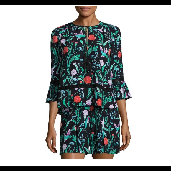 KATE SPADE Romper Jardin Crepe Floral NWT - Picture 1 of 2